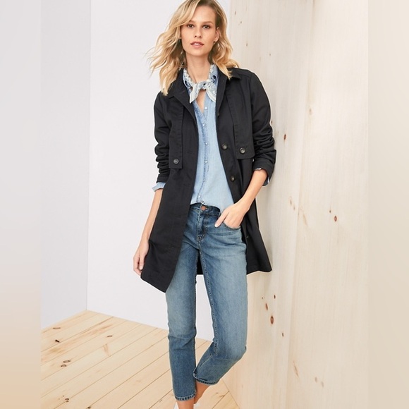 EUC - Garnet Hill Organic-Cotton Utility Trench Coat - Size 12 - Picture 1 of 4